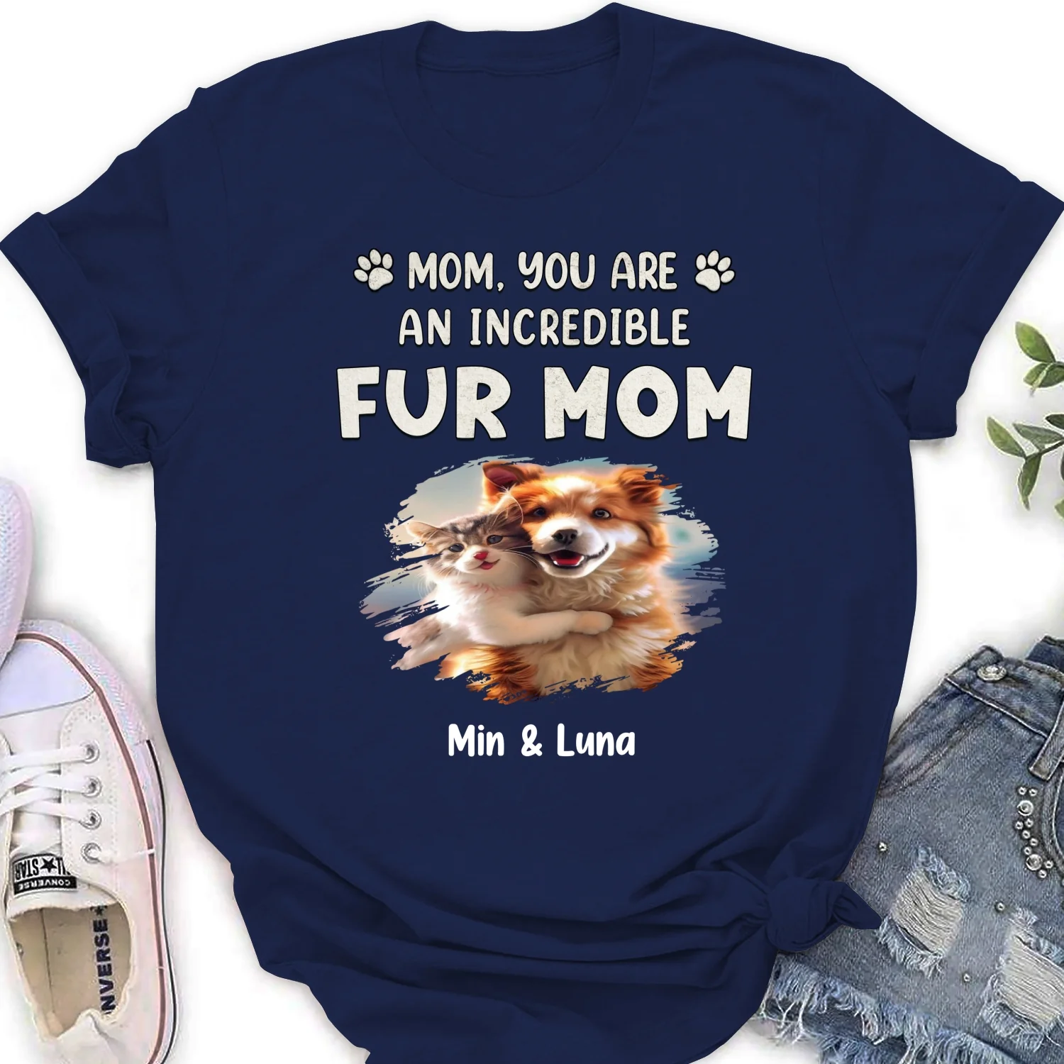 You Are Pawfect Christmas Ver Pet Photo - Personalized Custom Women's T-Shirt - Image 5