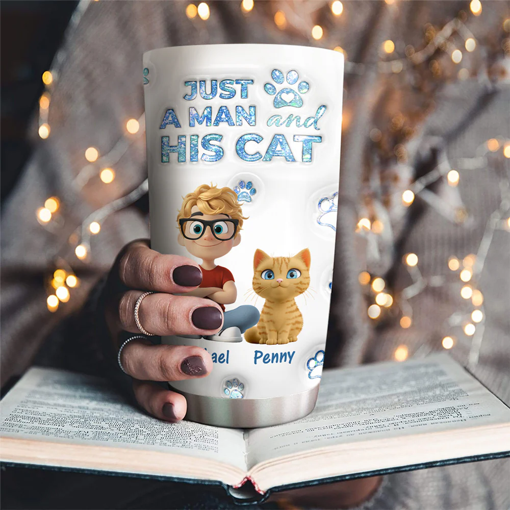 You Are The Miracle Cat Dad Ver - Personalized Custom 3D Inflated Effect Tumbler - Image 2