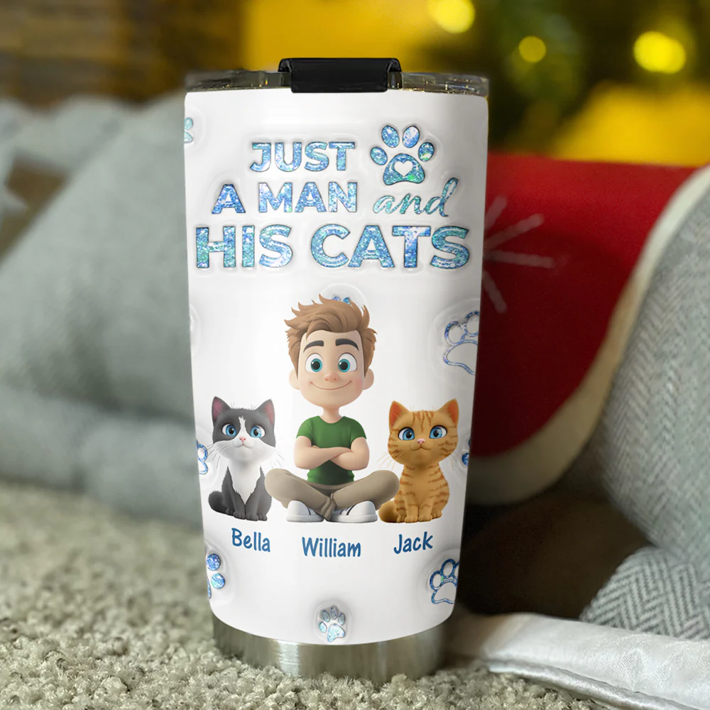You Are The Miracle Cat Dad Ver - Personalized Custom 3D Inflated Effect Tumbler - Image 3