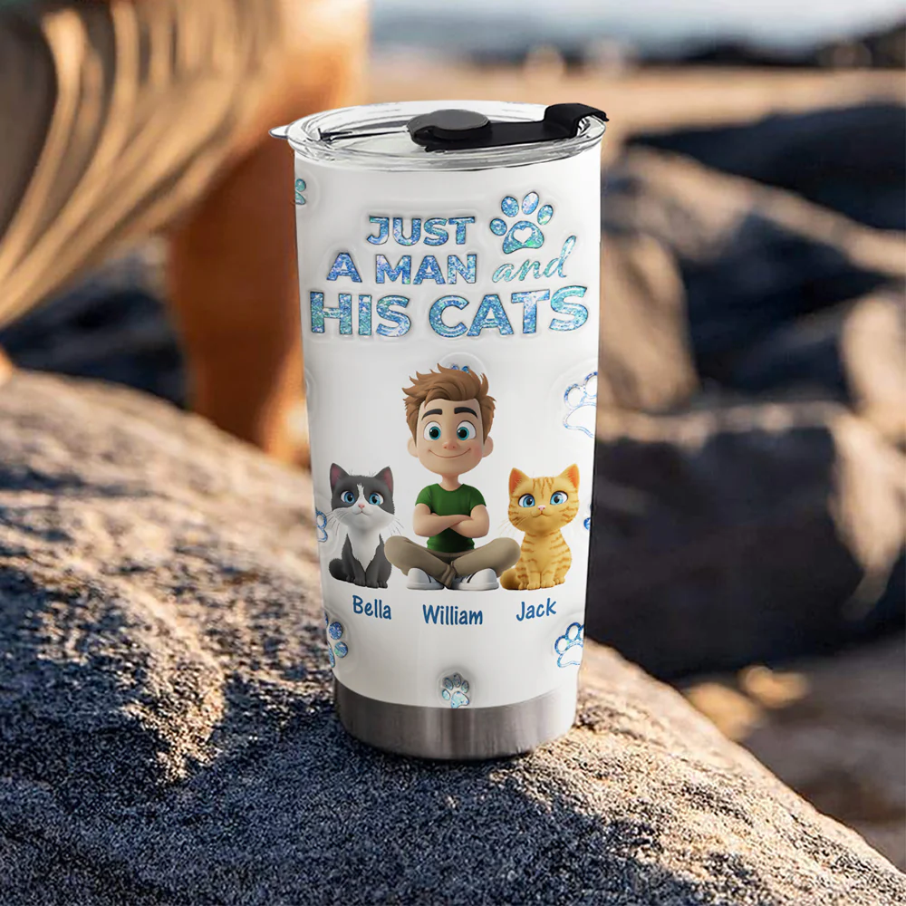 You Are The Miracle Cat Dad Ver - Personalized Custom 3D Inflated Effect Tumbler - Image 4