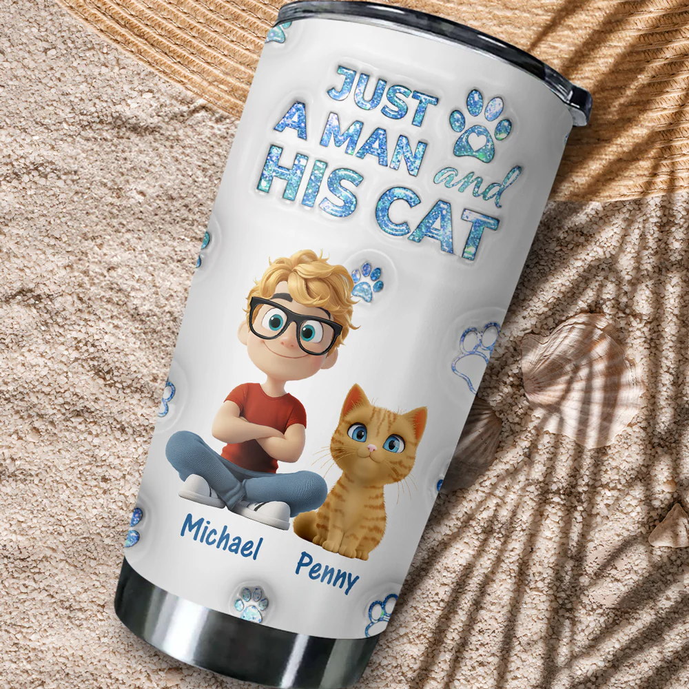 You Are The Miracle Cat Dad Ver - Personalized Custom 3D Inflated Effect Tumbler - Image 5