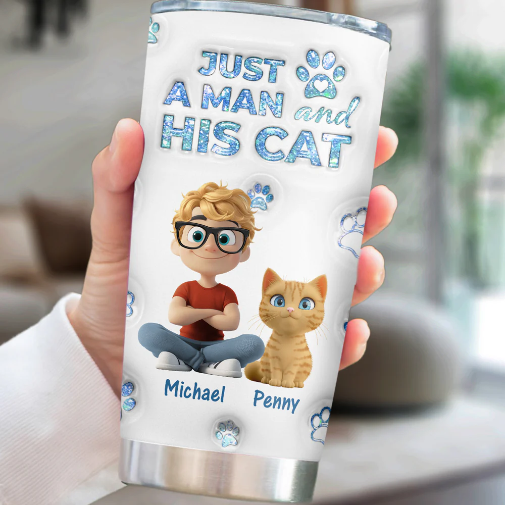 You Are The Miracle Cat Dad Ver - Personalized Custom 3D Inflated Effect Tumbler - Image 6
