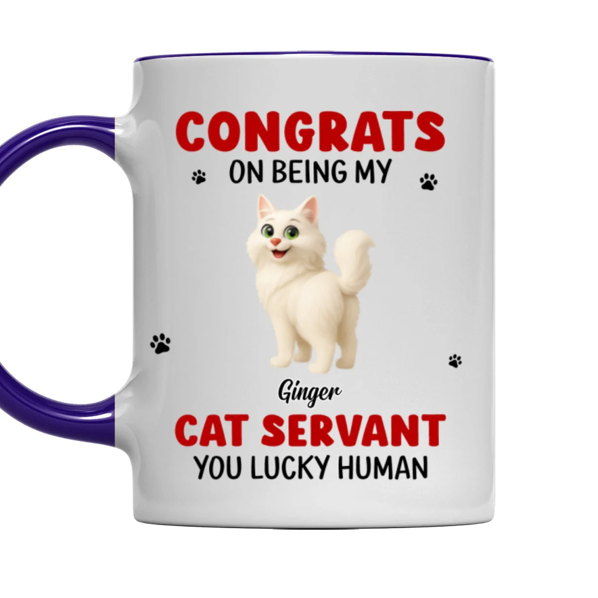 You Lucky Hooman Cat Servant - Personalized Custom Accent Mug - Image 10