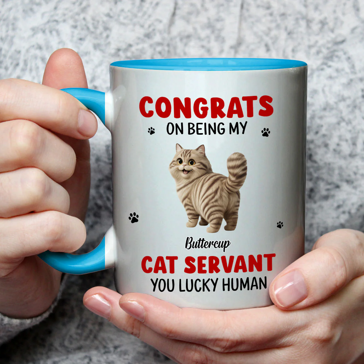 You Lucky Hooman Cat Servant - Personalized Custom Accent Mug - Image 3