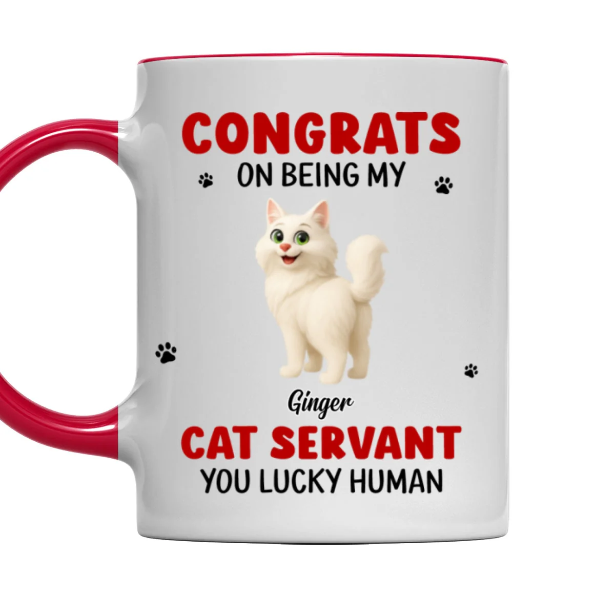 You Lucky Hooman Cat Servant - Personalized Custom Accent Mug - Image 6