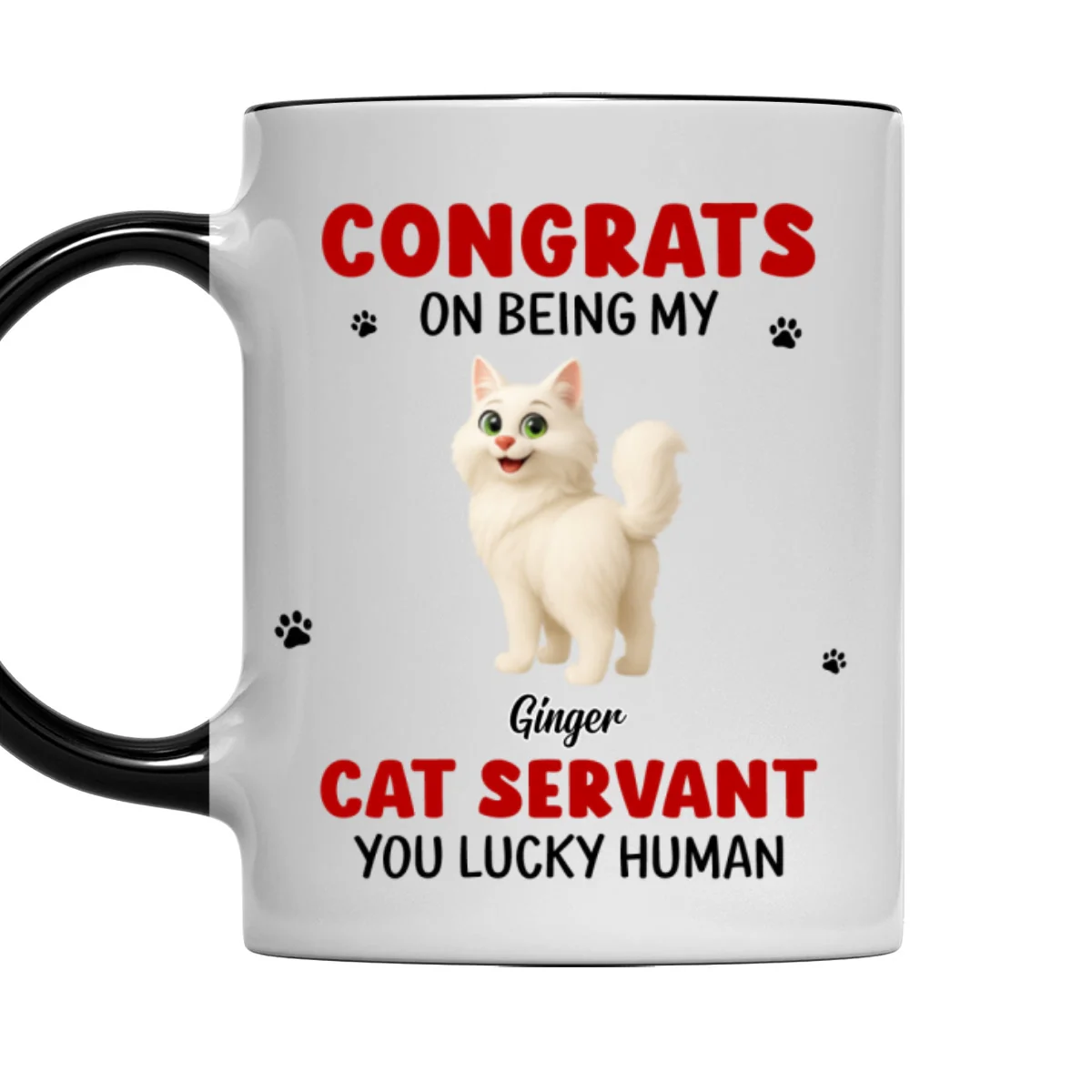 You Lucky Hooman Cat Servant - Personalized Custom Accent Mug - Image 7
