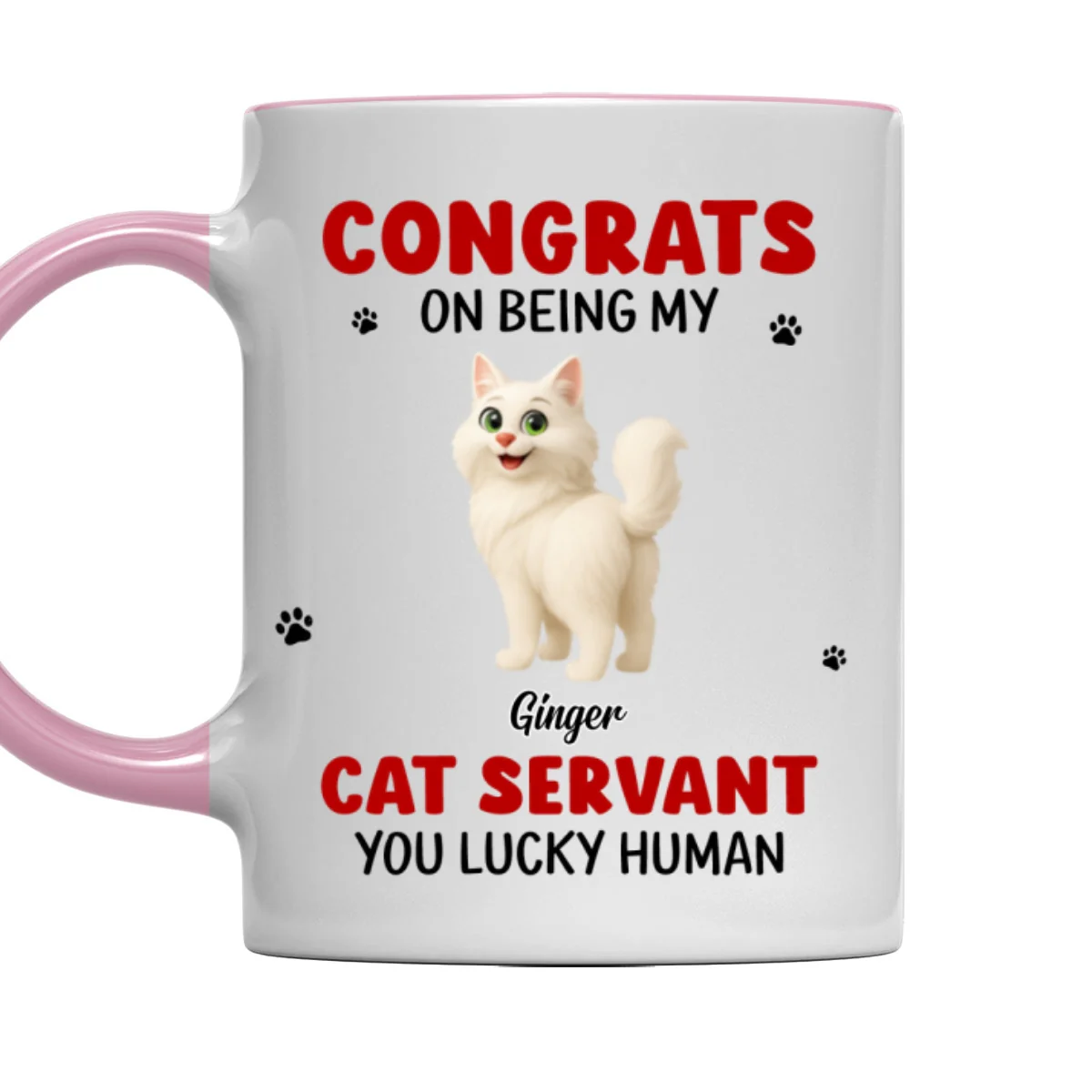 You Lucky Hooman Cat Servant - Personalized Custom Accent Mug - Image 8