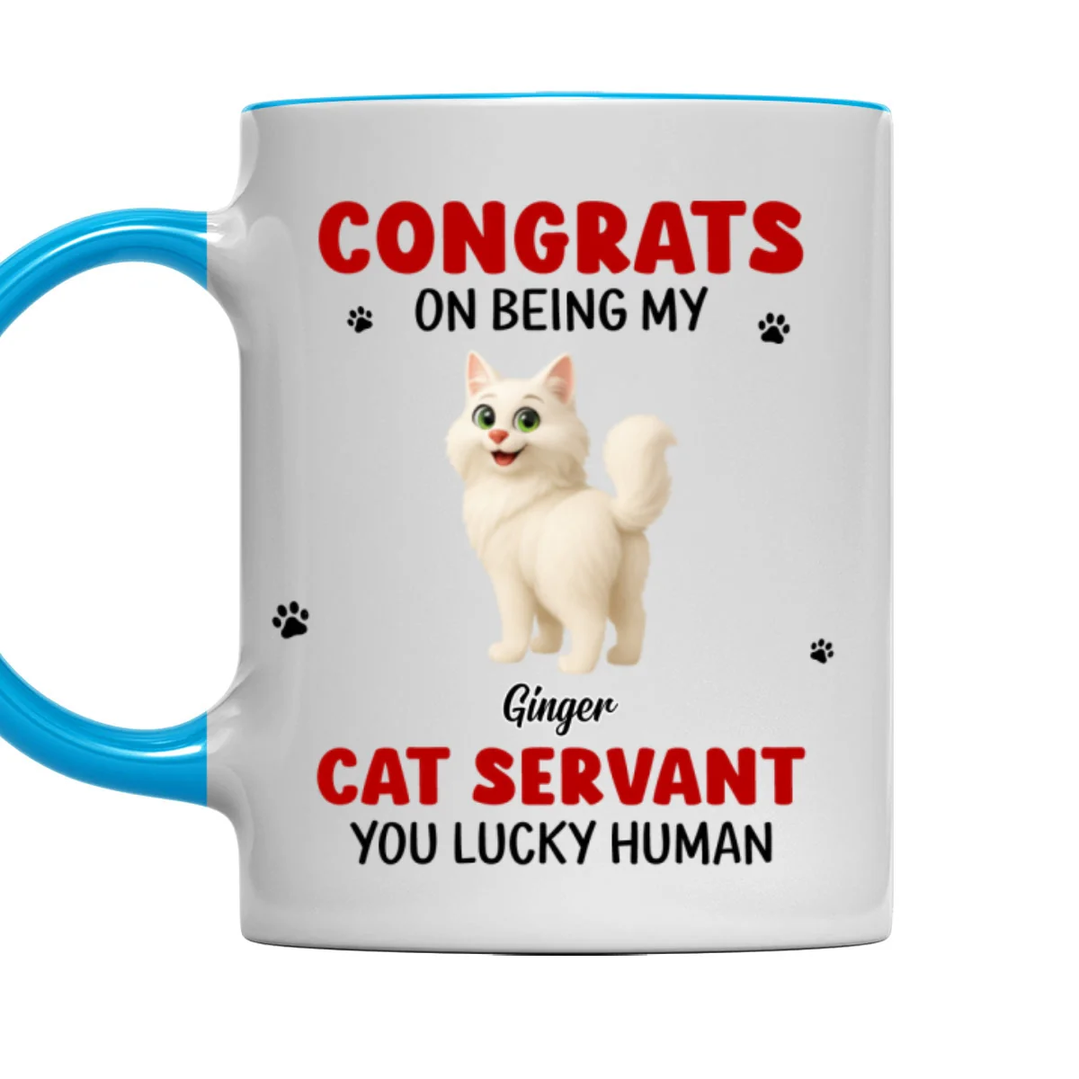 You Lucky Hooman Cat Servant - Personalized Custom Accent Mug - Image 9
