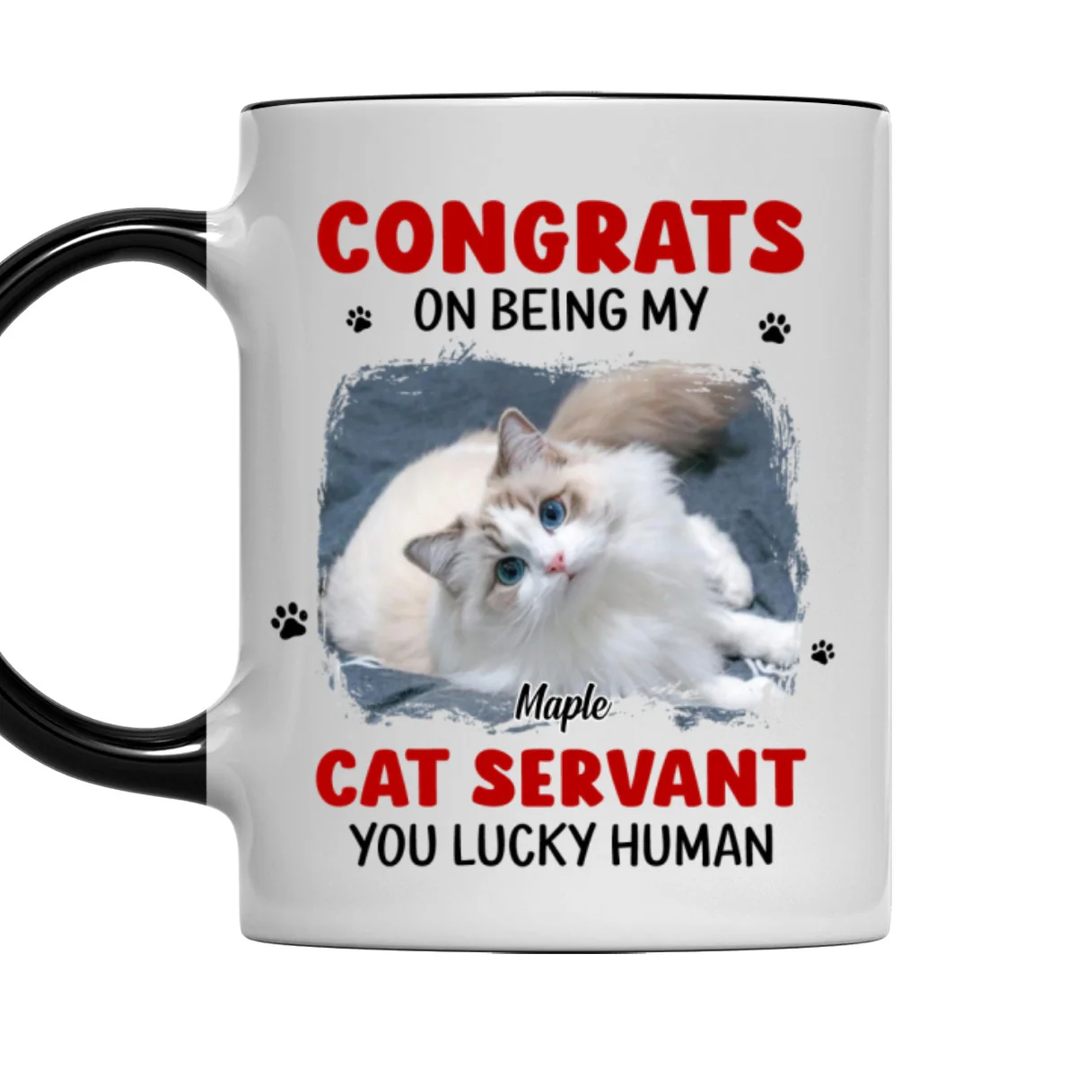 You Lucky Hooman Cat Servant Photo - Personalized Custom Accent Mug - Image 7