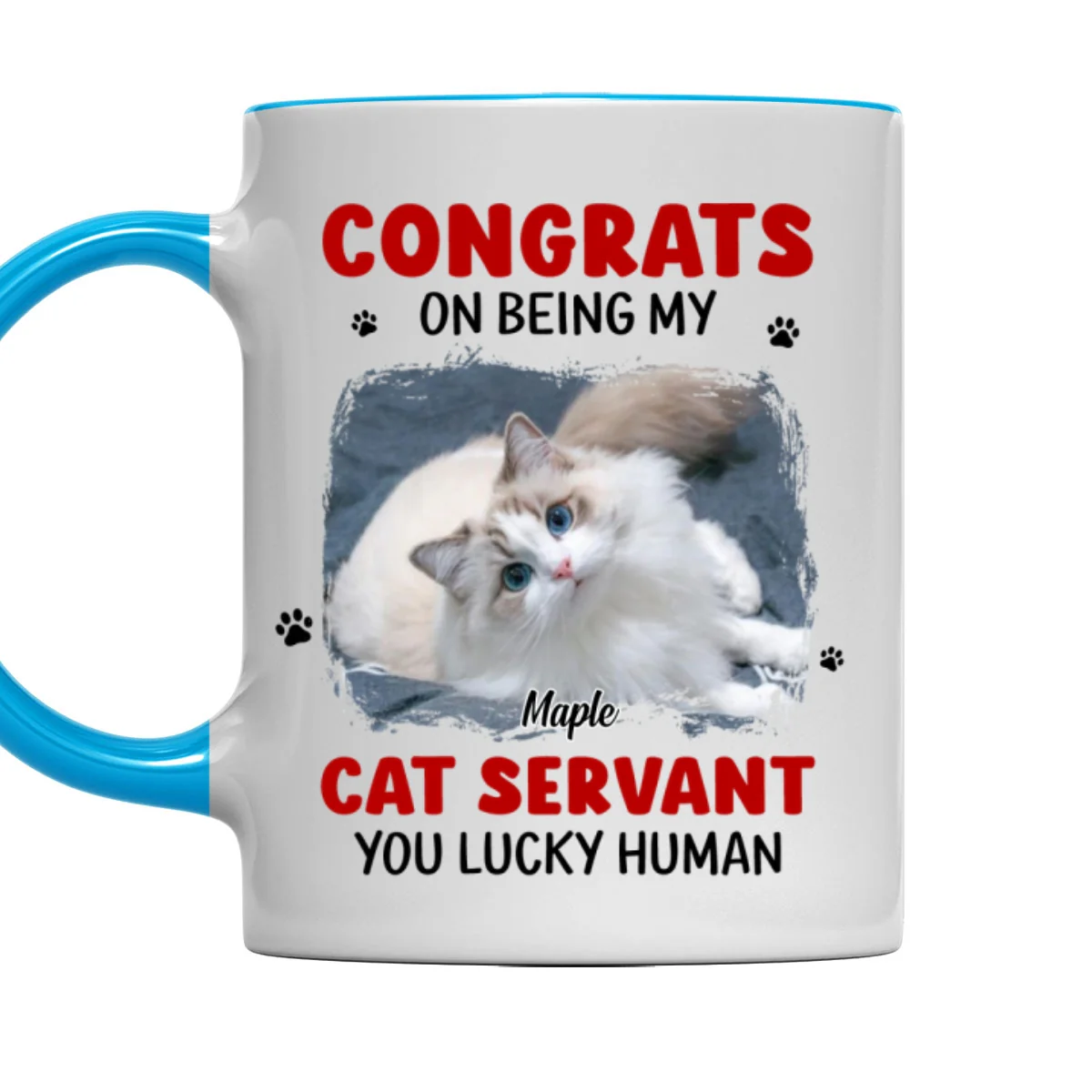 You Lucky Hooman Cat Servant Photo - Personalized Custom Accent Mug - Image 9