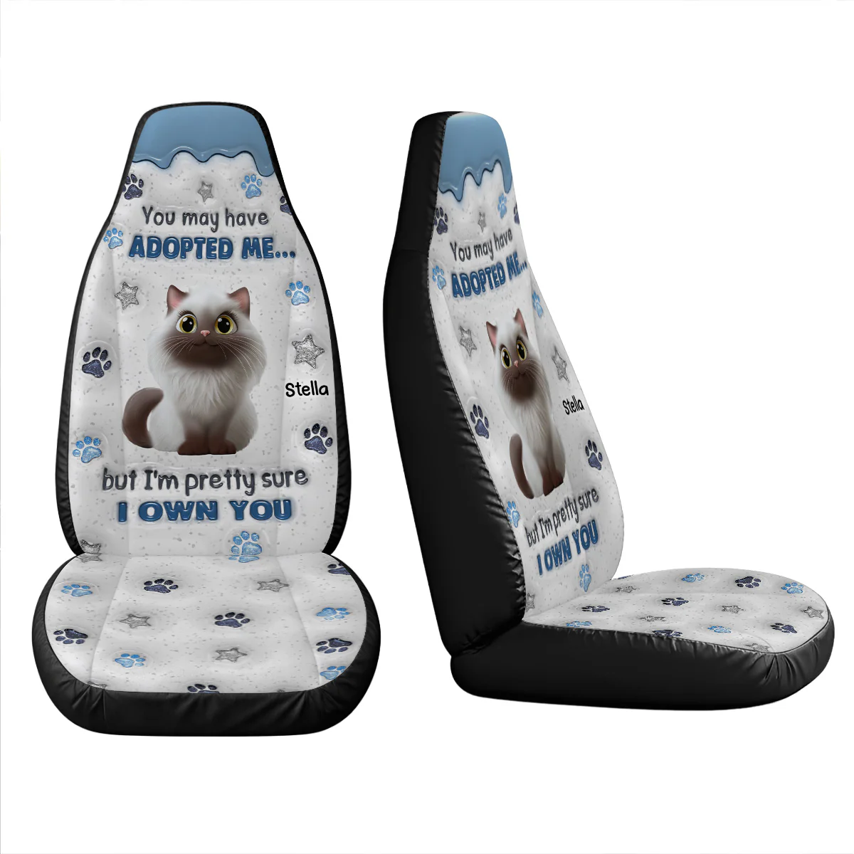 You May Have Adopted Cat - Personalized Custom Car Seat Cover - Image 2