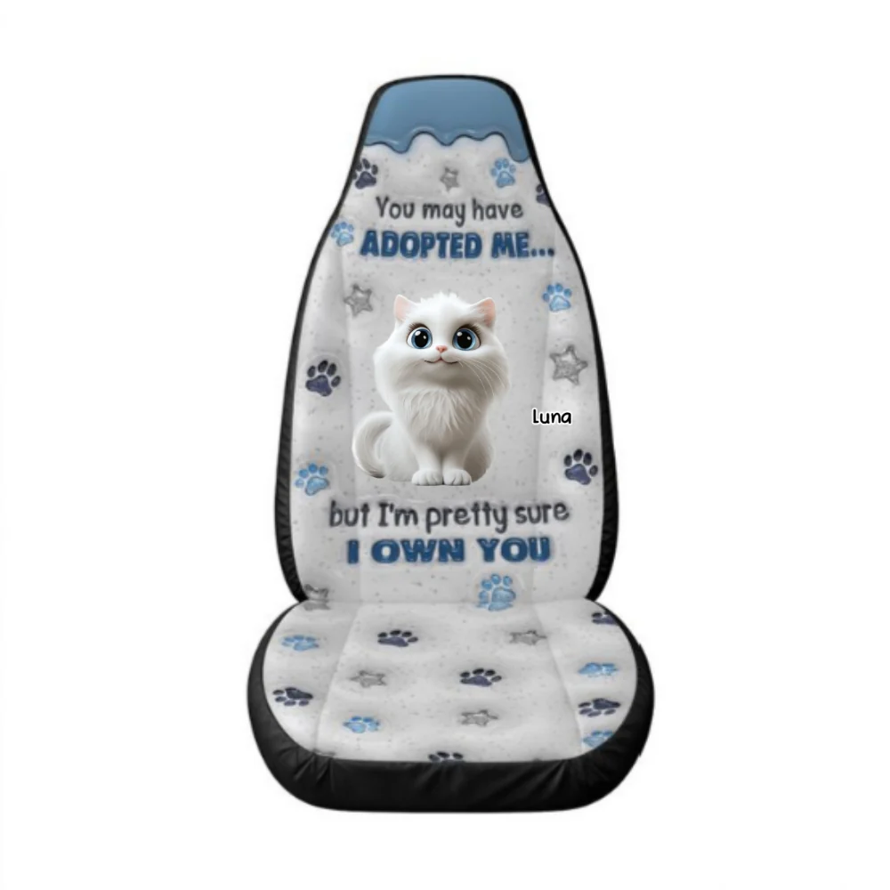 You May Have Adopted Cat - Personalized Custom Car Seat Cover - Image 6