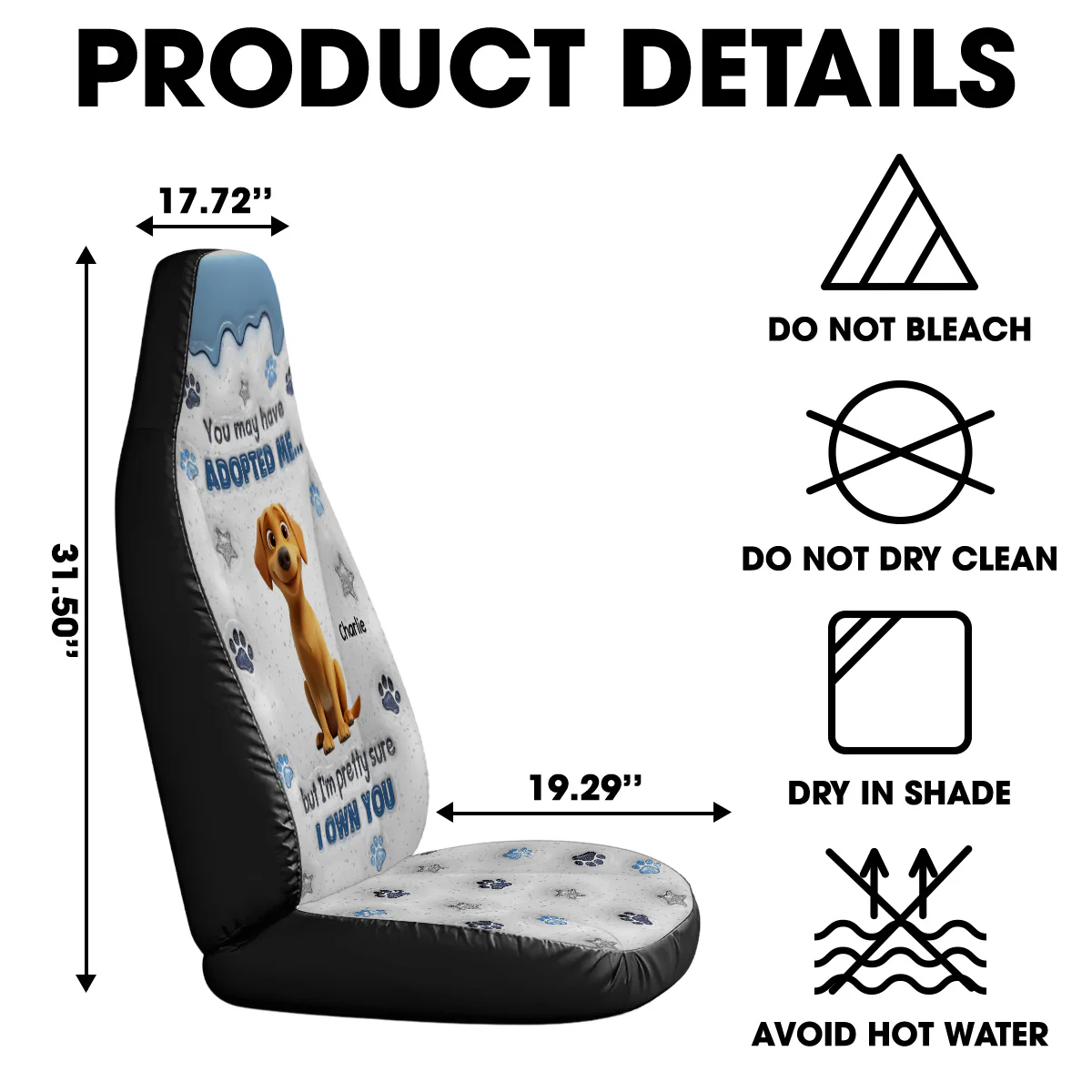 You May Have Adopted Pet - Personalized Custom Car Seat Cover - Image 5