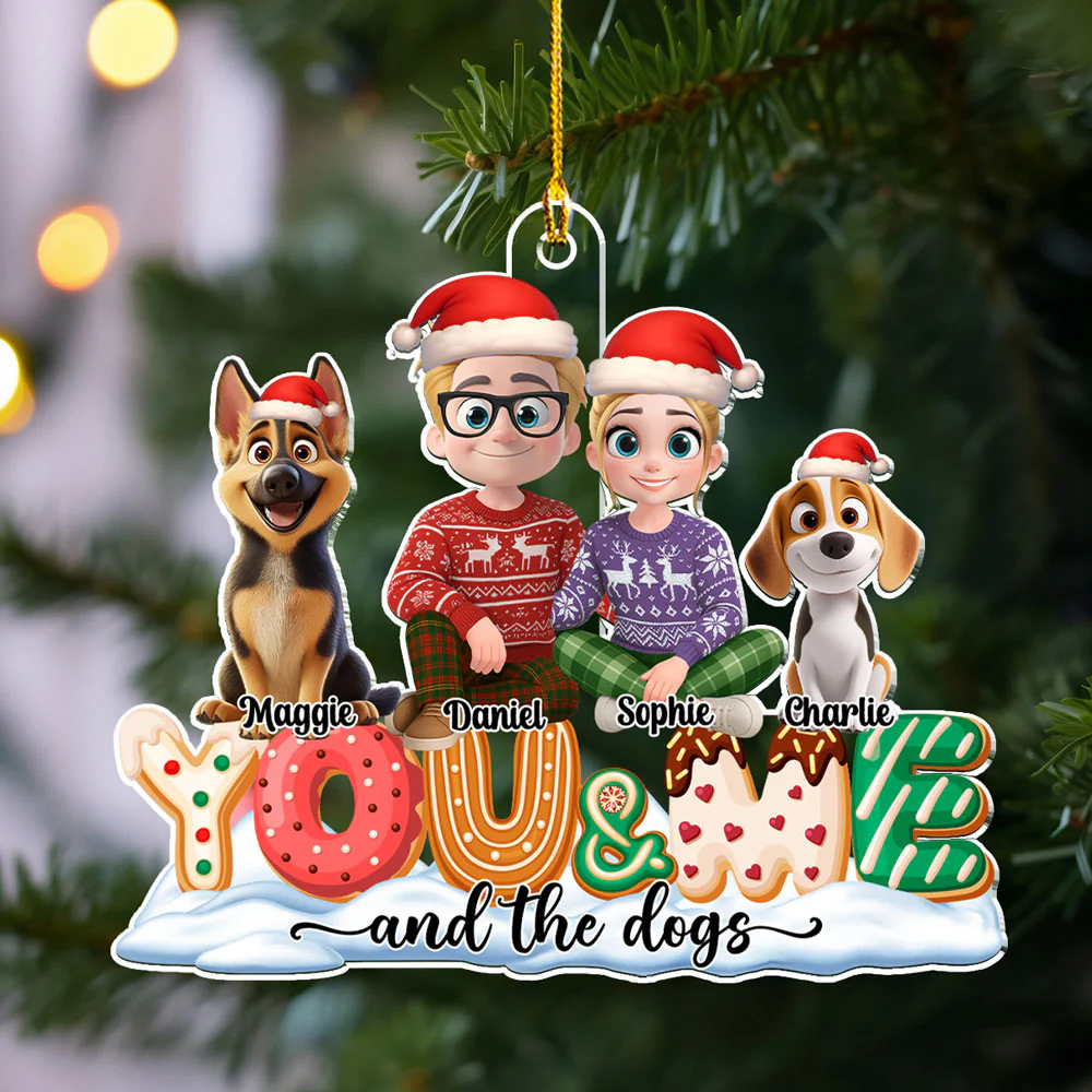 You & Me And Lovely Dog - Personalized Custom Acrylic Ornament - Image 2