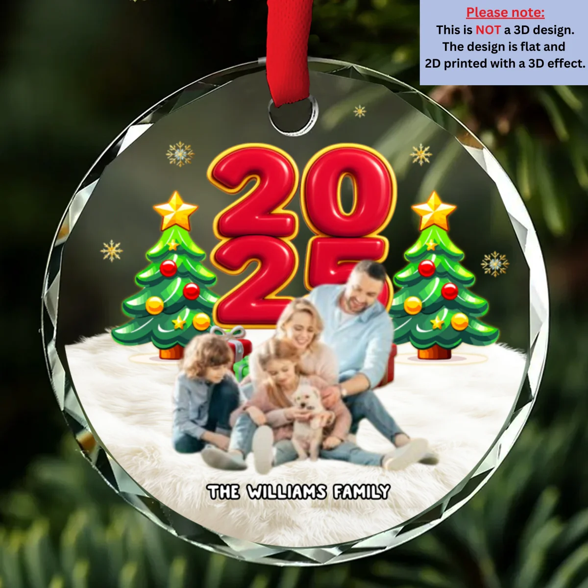 You Me And Our Kid Pet Photo - Personalized Custom Glass Ornament - Image 3