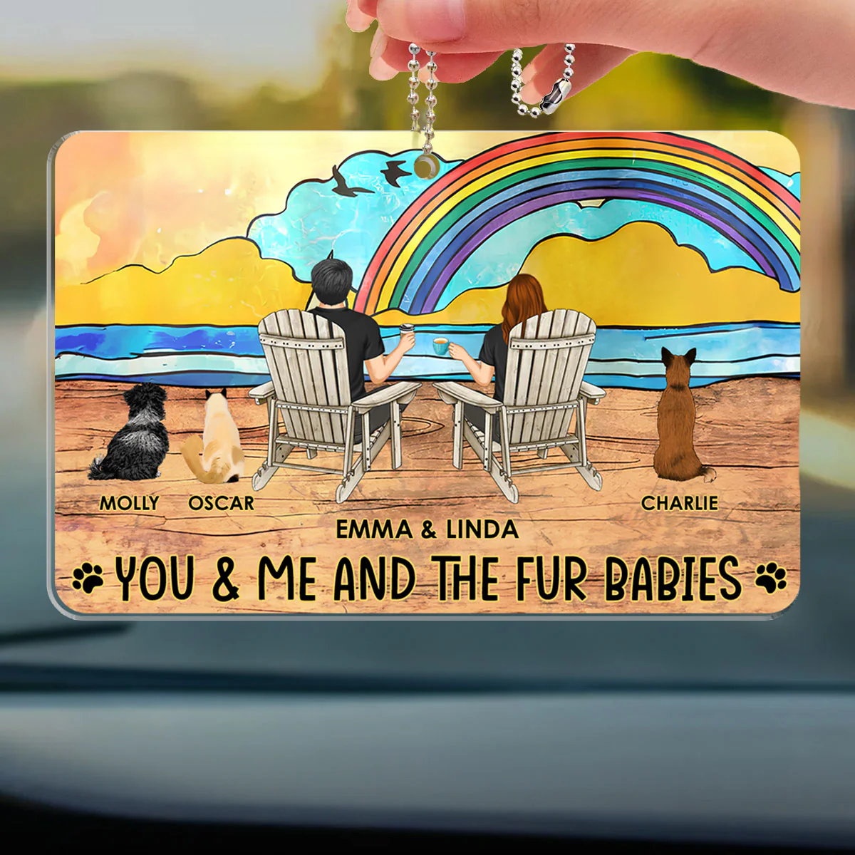 You, Me And Our Pets - Personalized Custom Car Ornament - Image 4