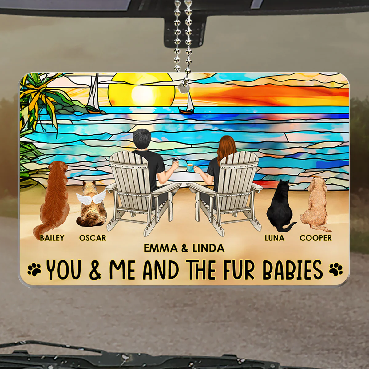 You, Me And Our Pets - Personalized Custom Car Ornament - Image 5