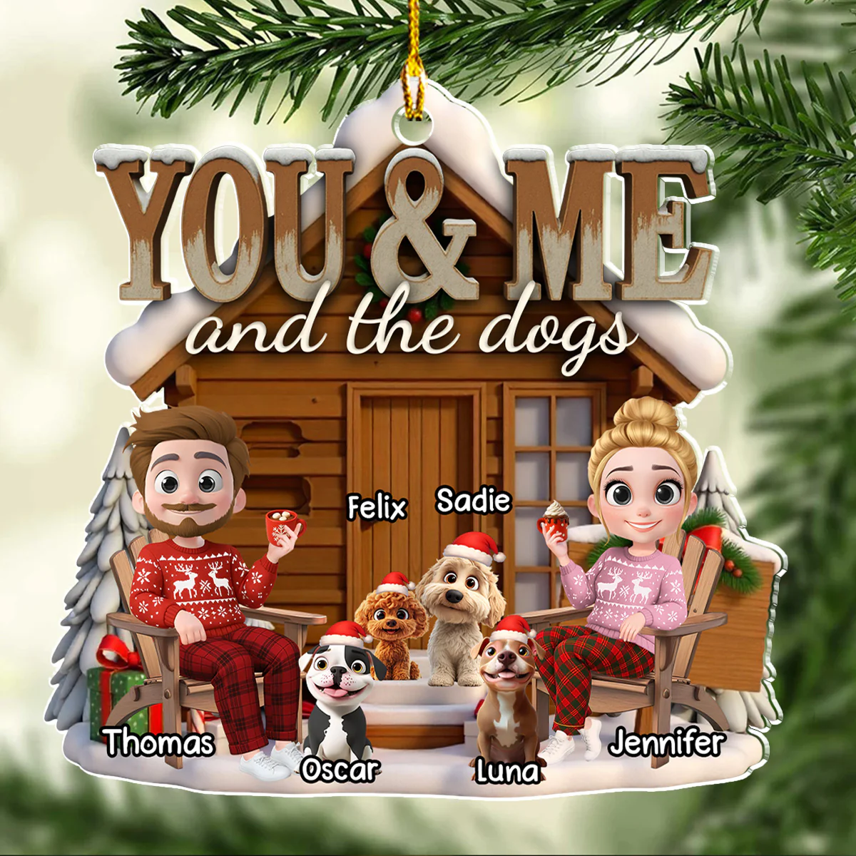 You Me And Our Pup - Personalized Custom Acrylic Ornament - Image 3