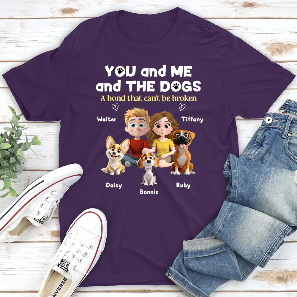 You Me And The Dog Version 2 - Personalized Custom Unisex T-Shirt - Image 3