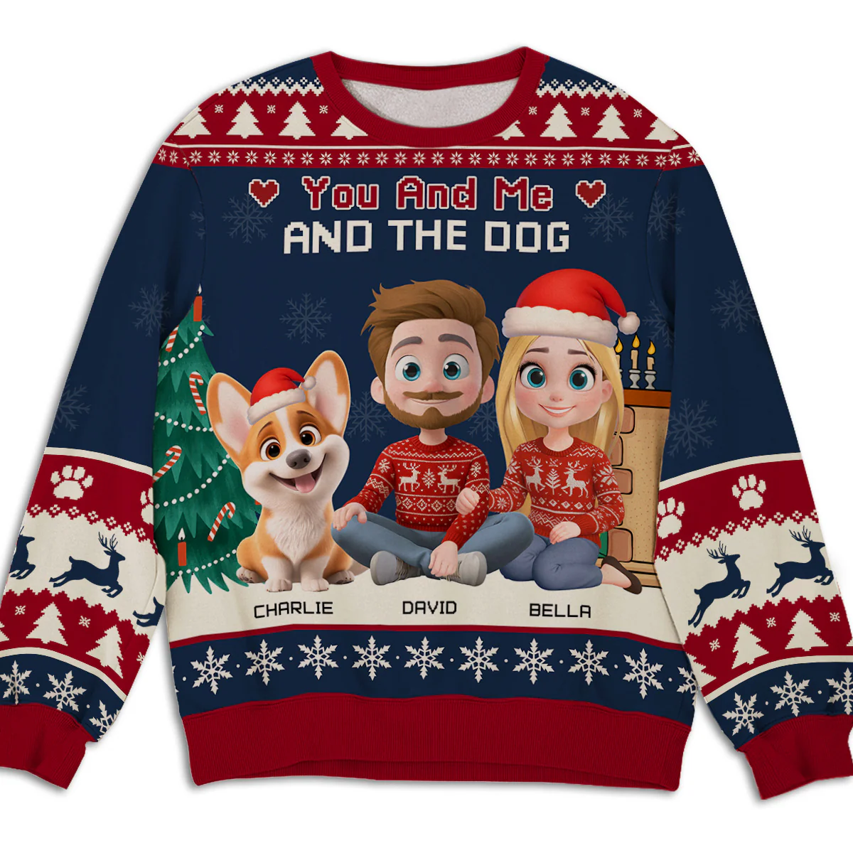 You Me Dog Cartoon - Personalized Custom All-Over-Print Sweatshirt