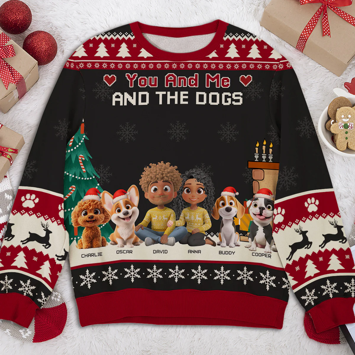 You Me Dog Cartoon - Personalized Custom All-Over-Print Sweatshirt - Image 4