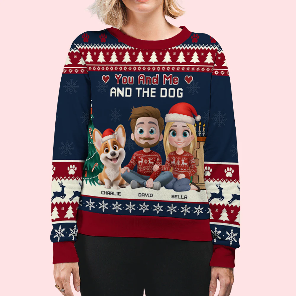 You Me Dog Cartoon - Personalized Custom All-Over-Print Sweatshirt - Image 5