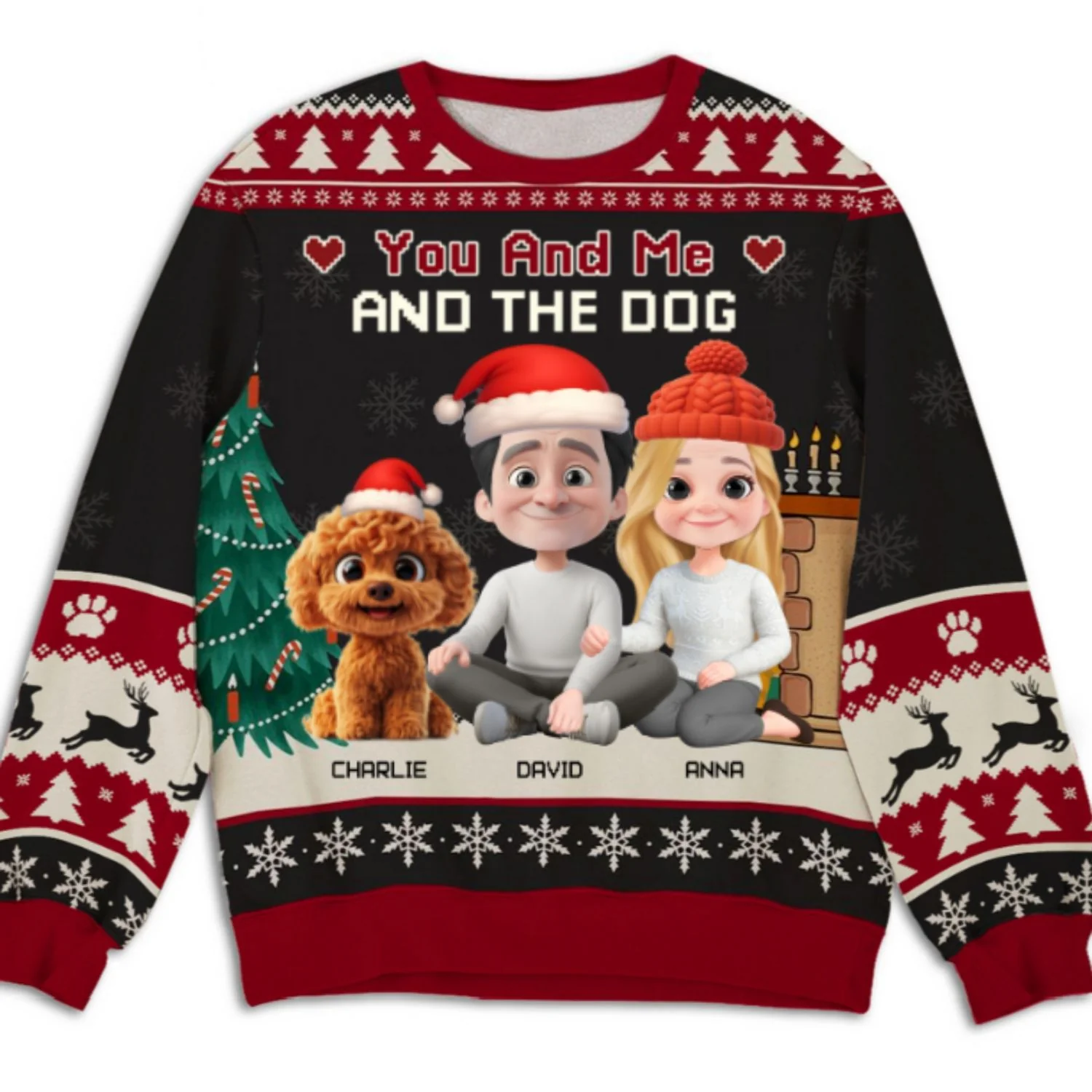 You Me Dog Cartoon - Personalized Custom All-Over-Print Sweatshirt - Image 7
