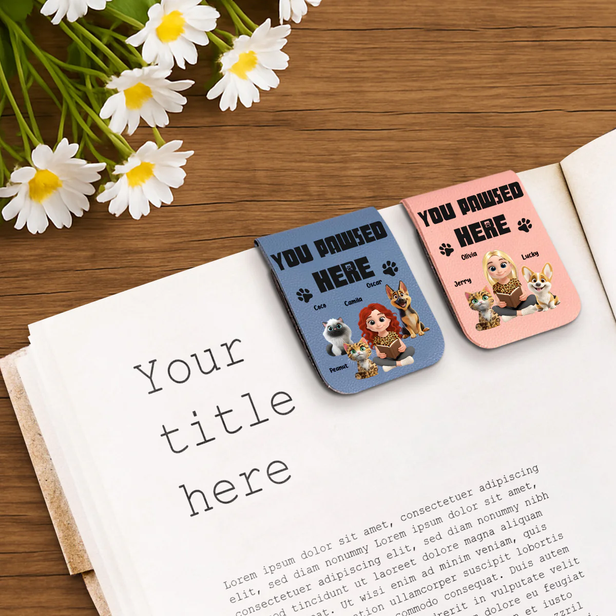 You Pawsed Here Fur Ver 2 - Personalized Custom Leather Bookmark
