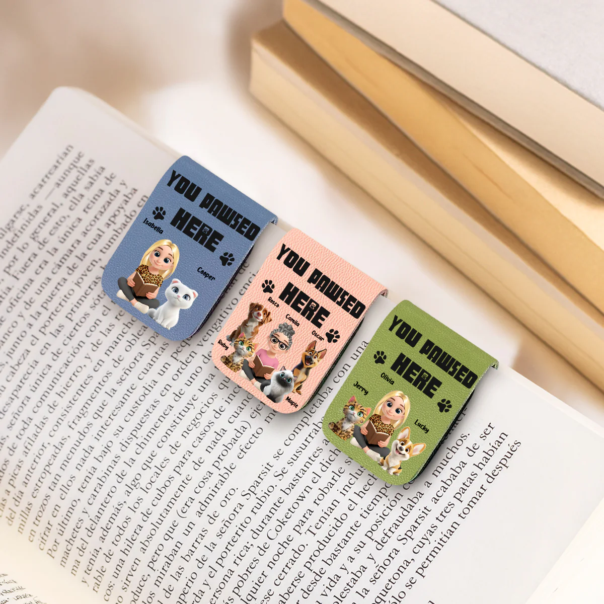 You Pawsed Here Fur Ver 2 - Personalized Custom Leather Bookmark - Image 4