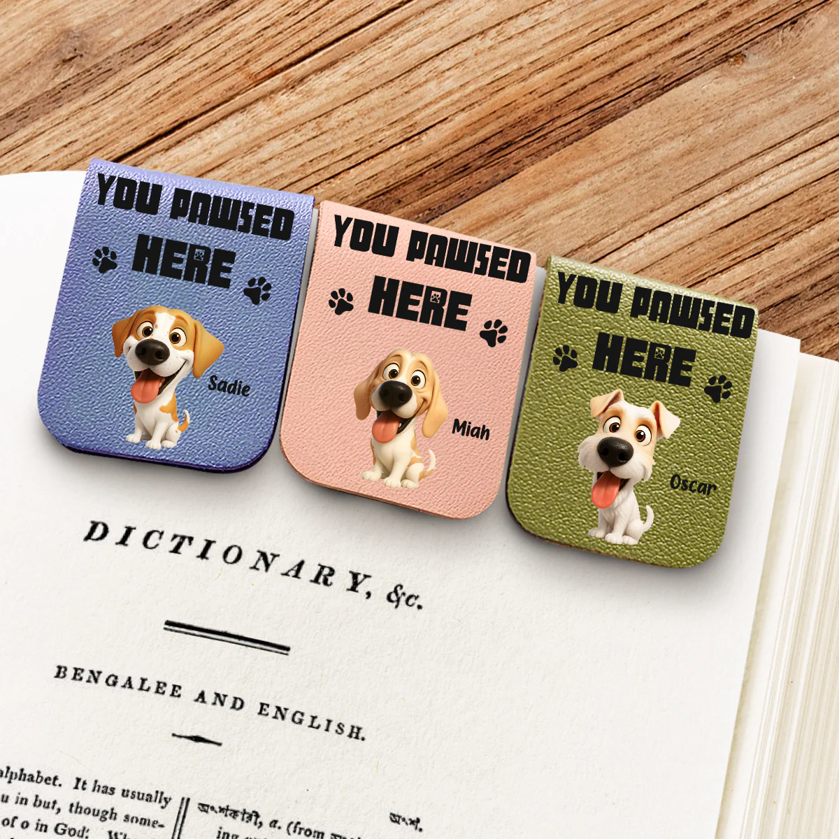 You Pawsed Here - Personalized Custom Leather Bookmark