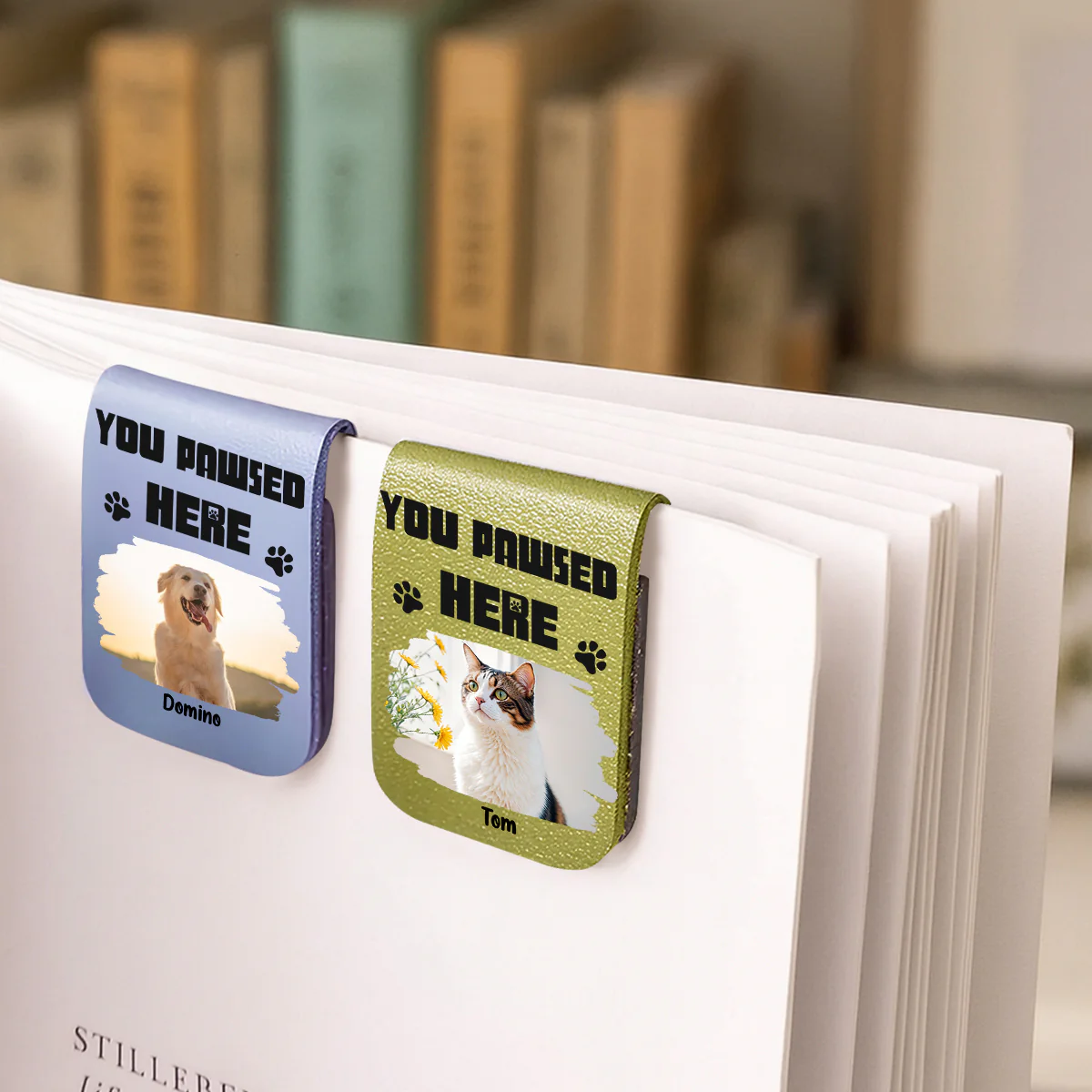 You Pawsed Here Photo - Personalized Custom Leather Bookmark - Image 3