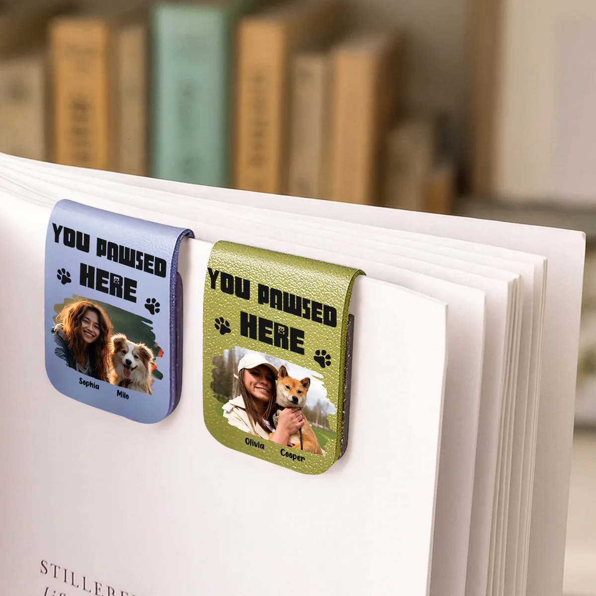 You Pawsed Here Photo Ver 2 - Personalized Custom Leather Bookmark - Image 3
