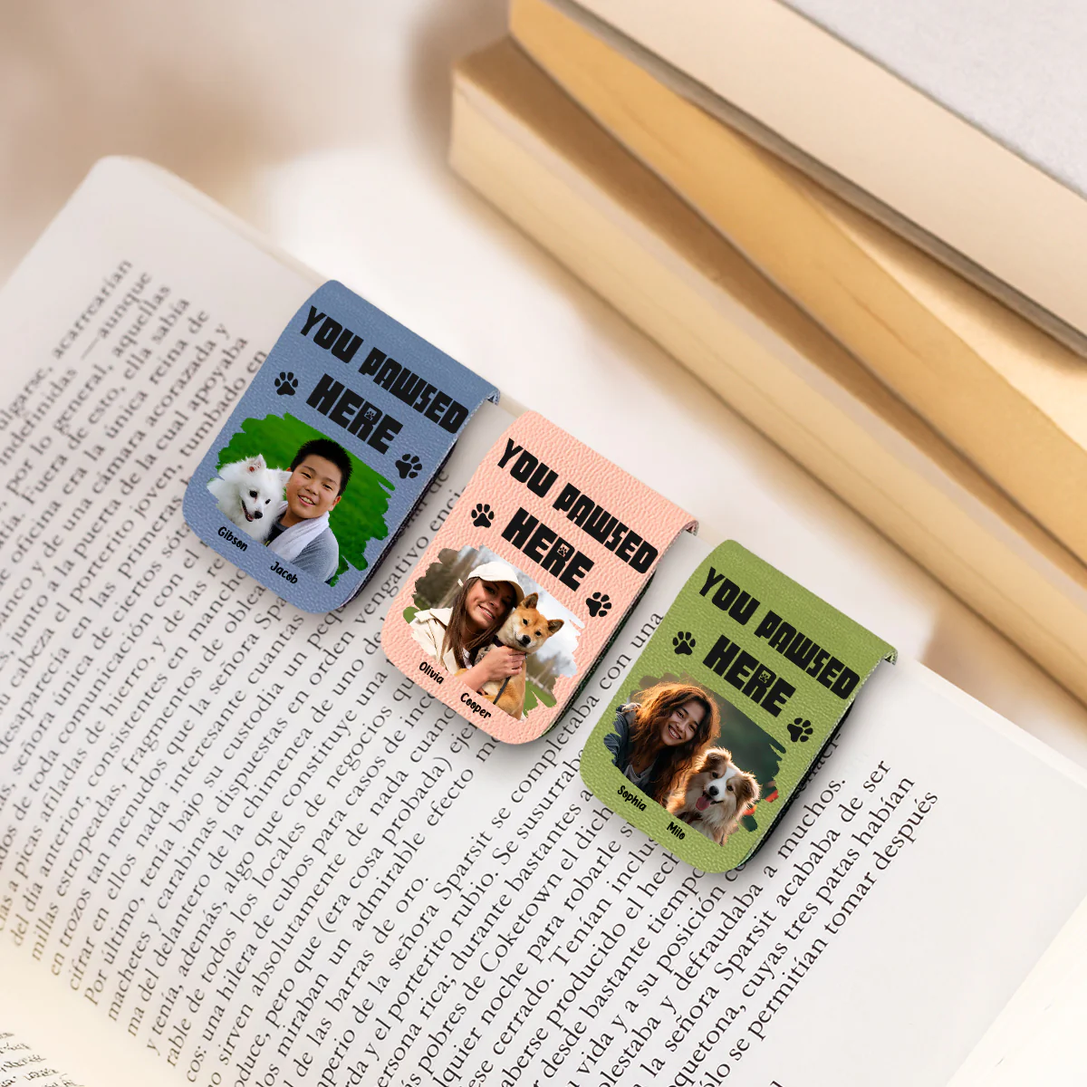 You Pawsed Here Photo Ver 2 - Personalized Custom Leather Bookmark - Image 4