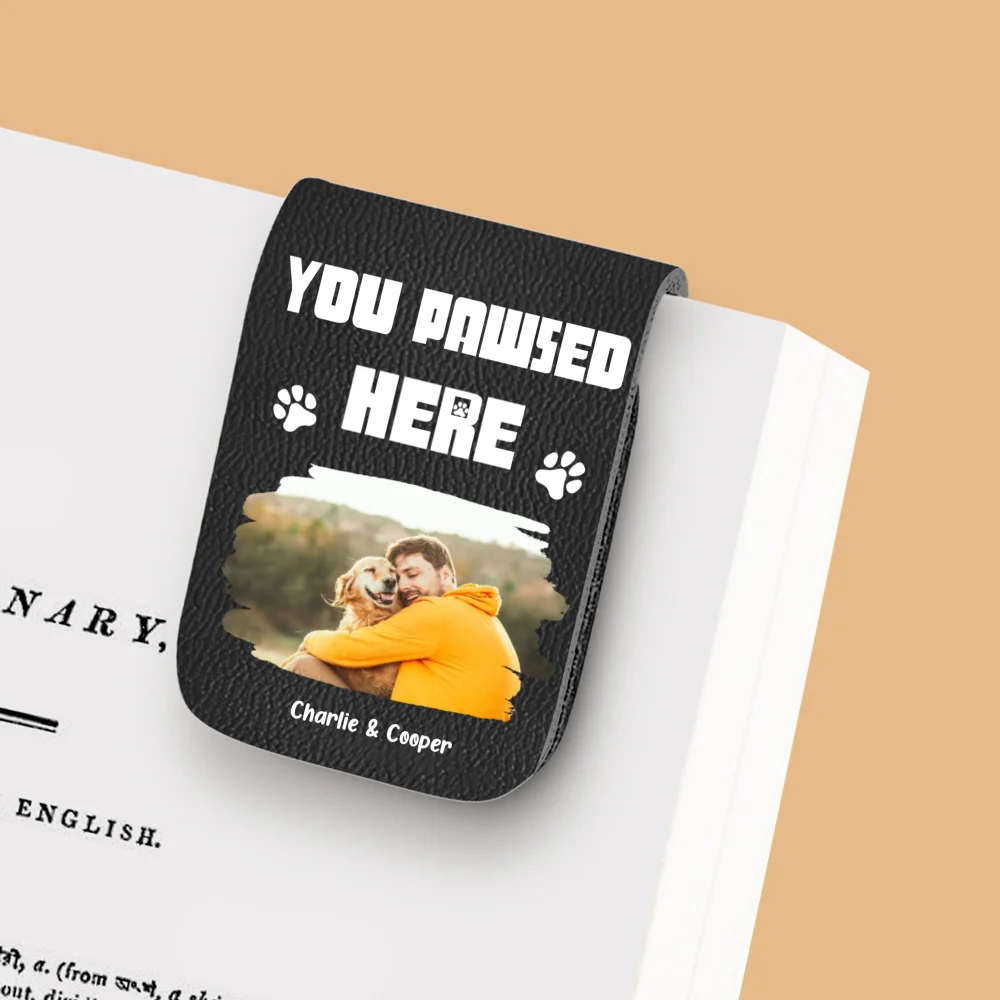 You Pawsed Here Photo Ver 2 - Personalized Custom Leather Bookmark - Image 6