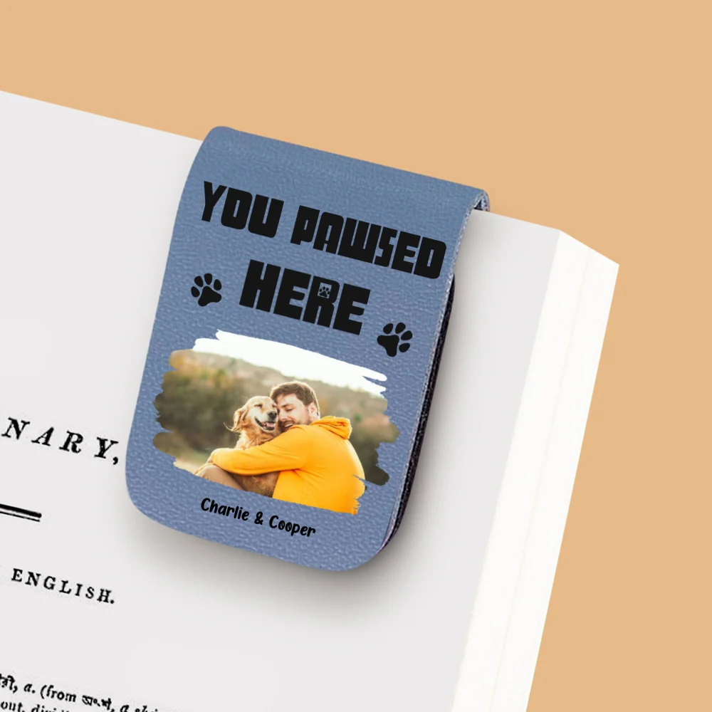 You Pawsed Here Photo Ver 2 - Personalized Custom Leather Bookmark - Image 7