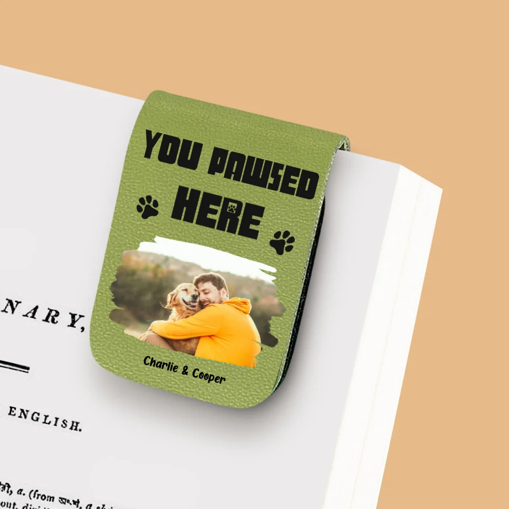 You Pawsed Here Photo Ver 2 - Personalized Custom Leather Bookmark - Image 8