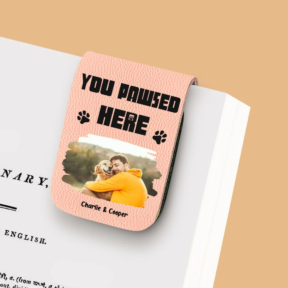 You Pawsed Here Photo Ver 2 - Personalized Custom Leather Bookmark - Image 9