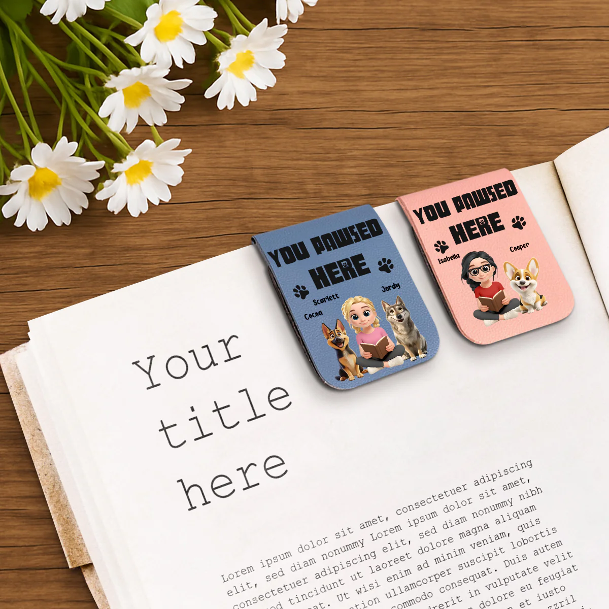 You Pawsed Here Ver 2 - Personalized Custom Leather Bookmark
