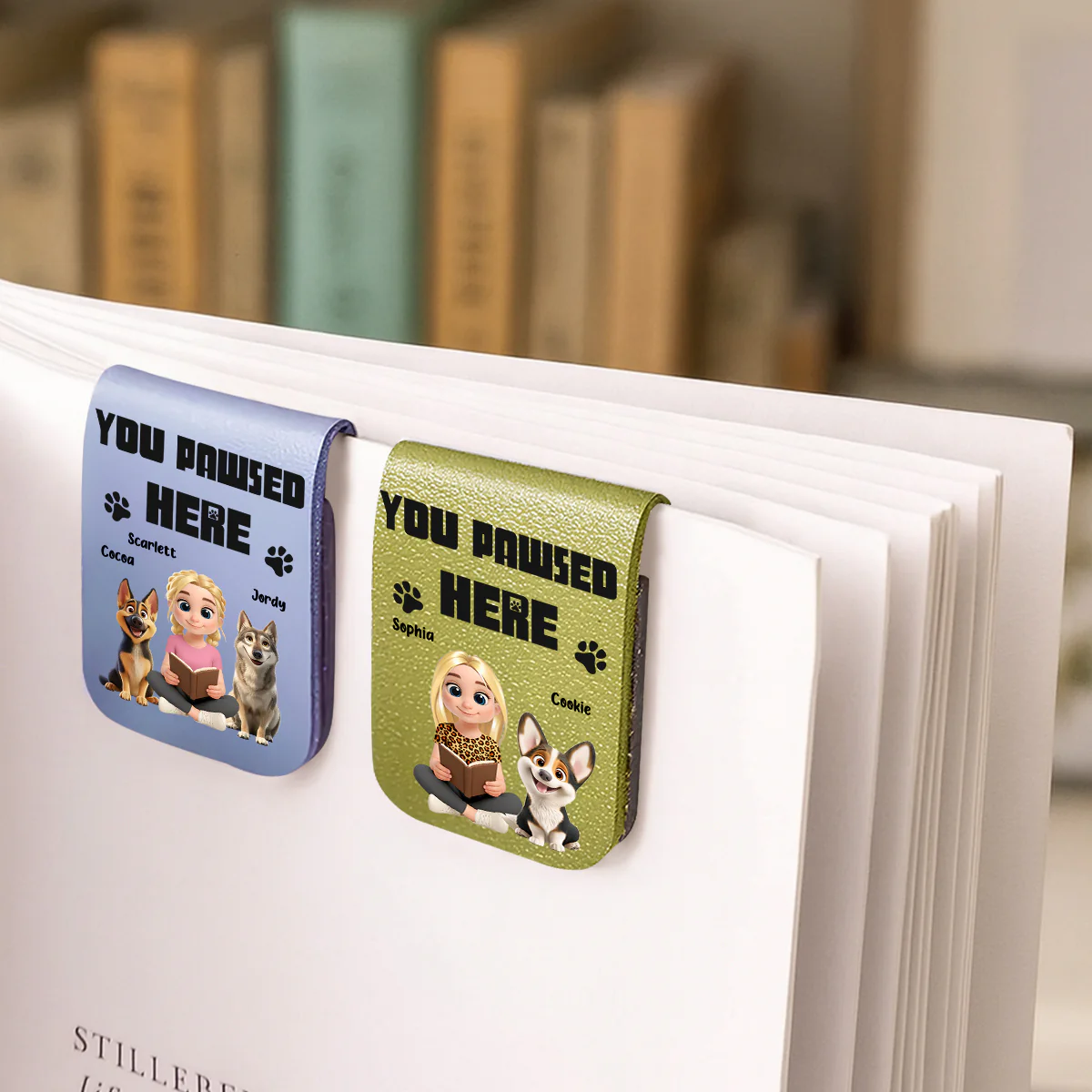 You Pawsed Here Ver 2 - Personalized Custom Leather Bookmark - Image 3