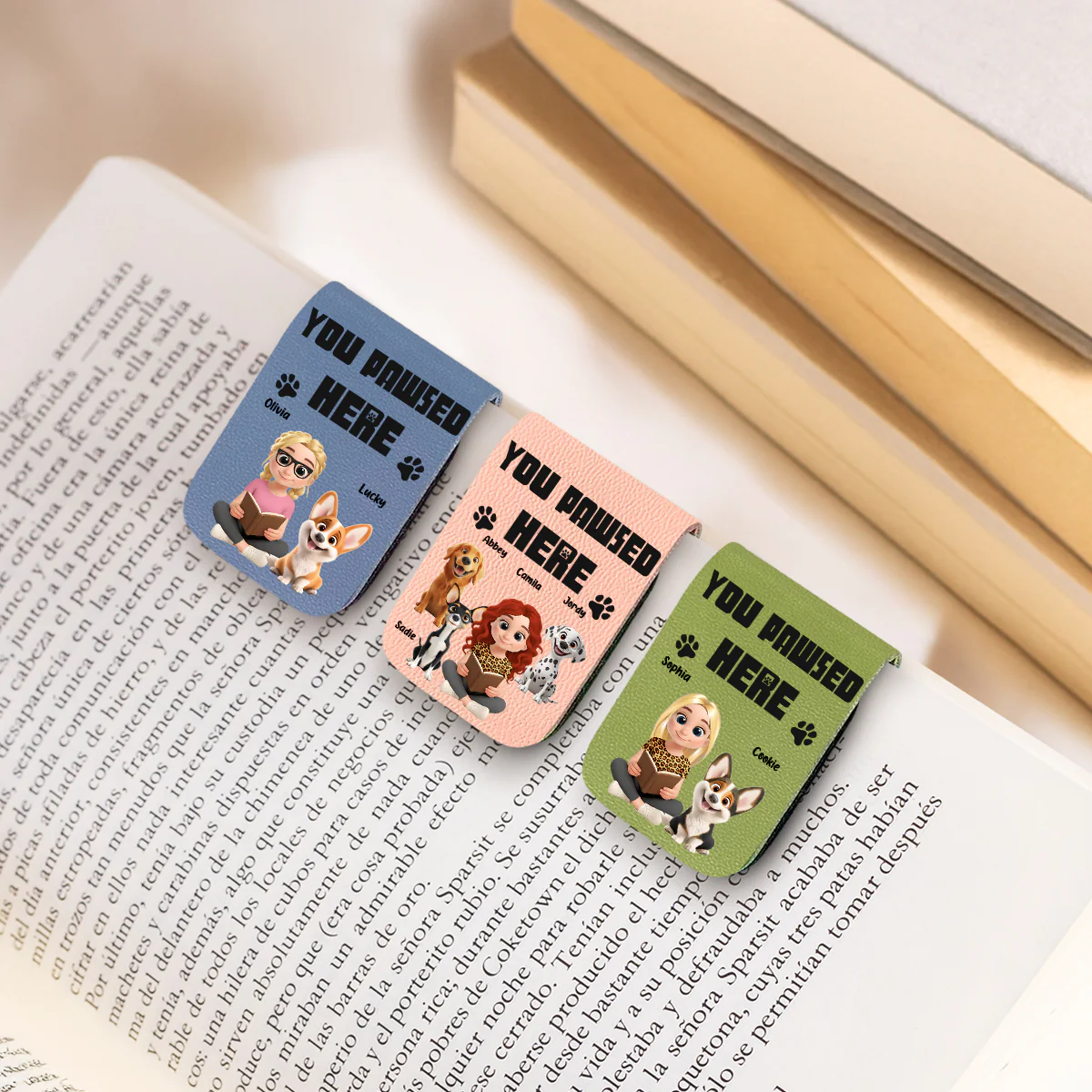 You Pawsed Here Ver 2 - Personalized Custom Leather Bookmark - Image 4