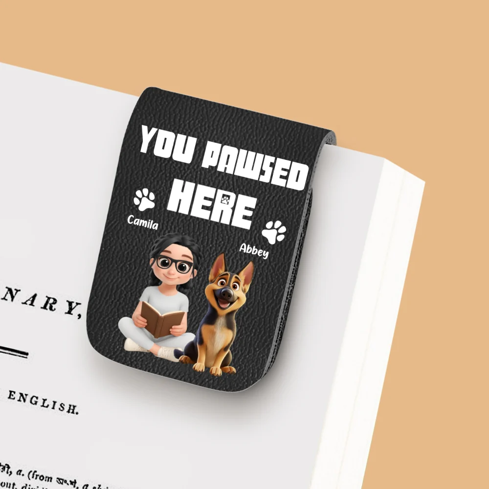 You Pawsed Here Ver 2 - Personalized Custom Leather Bookmark - Image 6