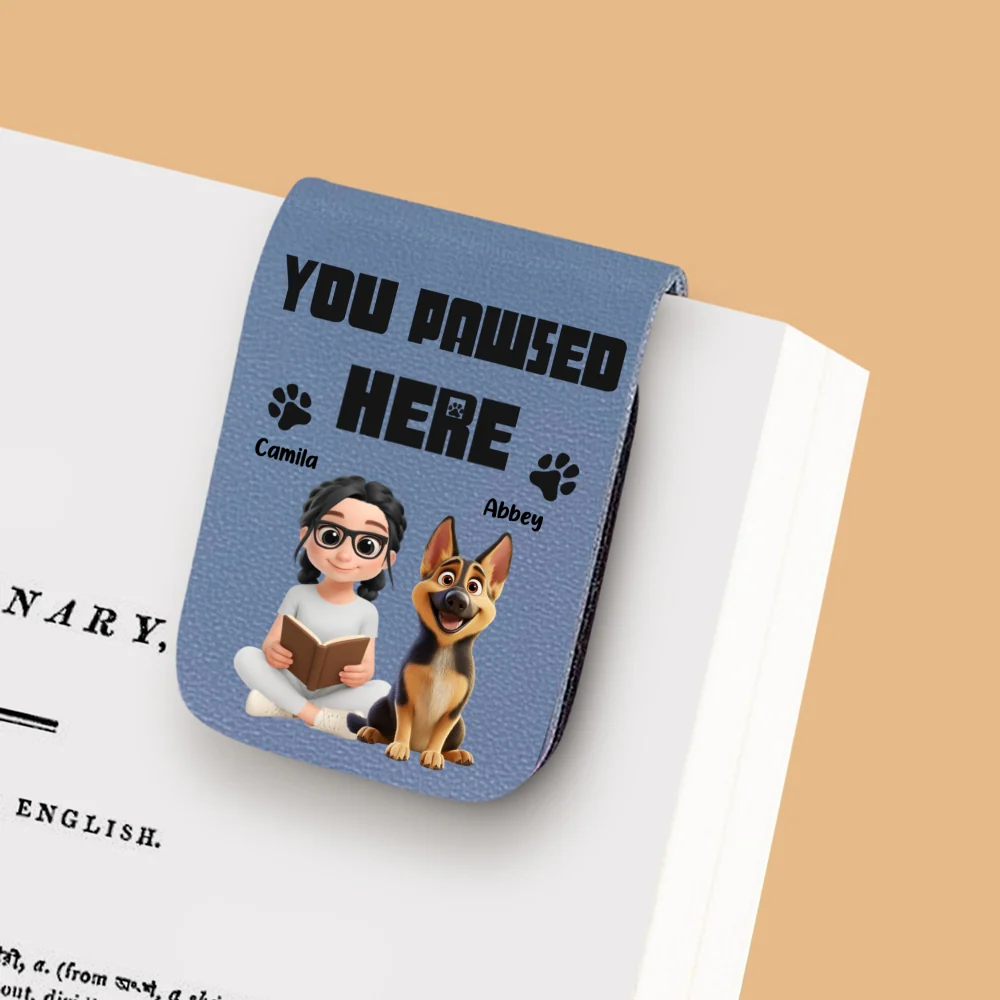 You Pawsed Here Ver 2 - Personalized Custom Leather Bookmark - Image 7