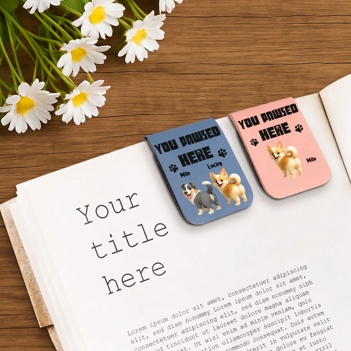 You Pawsed Here Ver 3 - Personalized Custom Leather Bookmark
