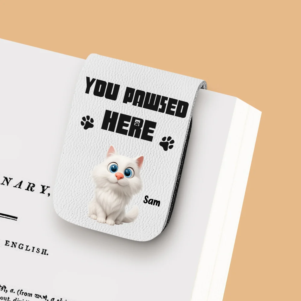You Pawsed Here With Cat - Personalized Custom Leather Bookmark - Image 10