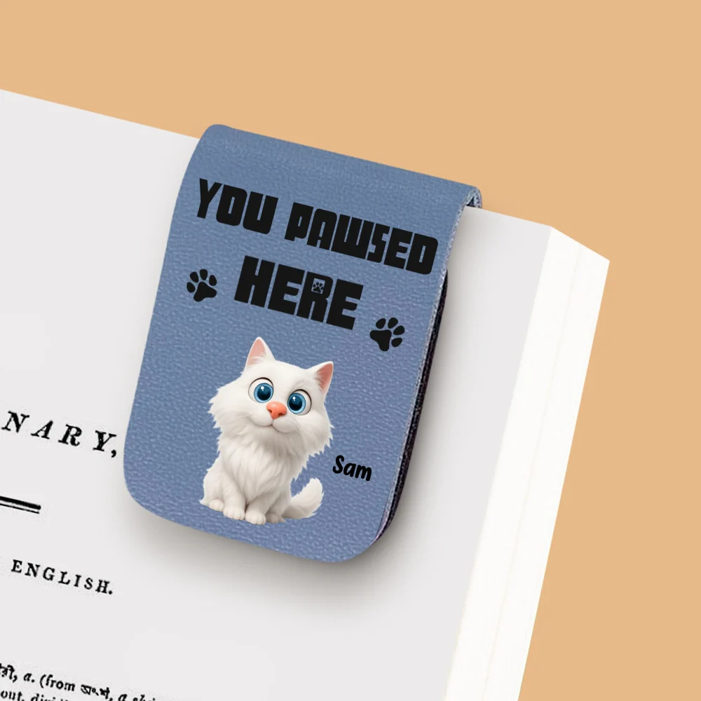 You Pawsed Here With Cat - Personalized Custom Leather Bookmark - Image 7