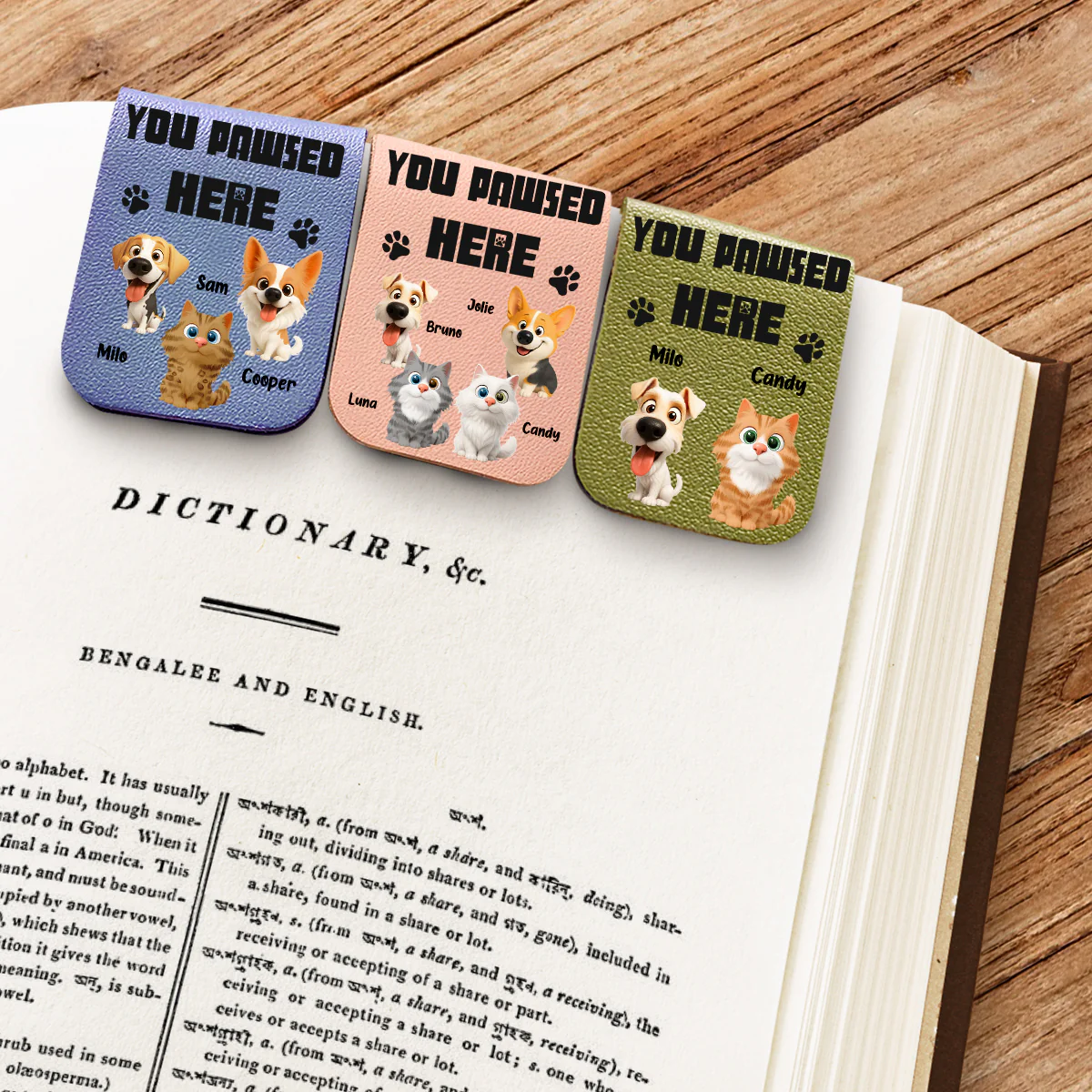You Pawsed Here With Us - Personalized Custom Leather Bookmark
