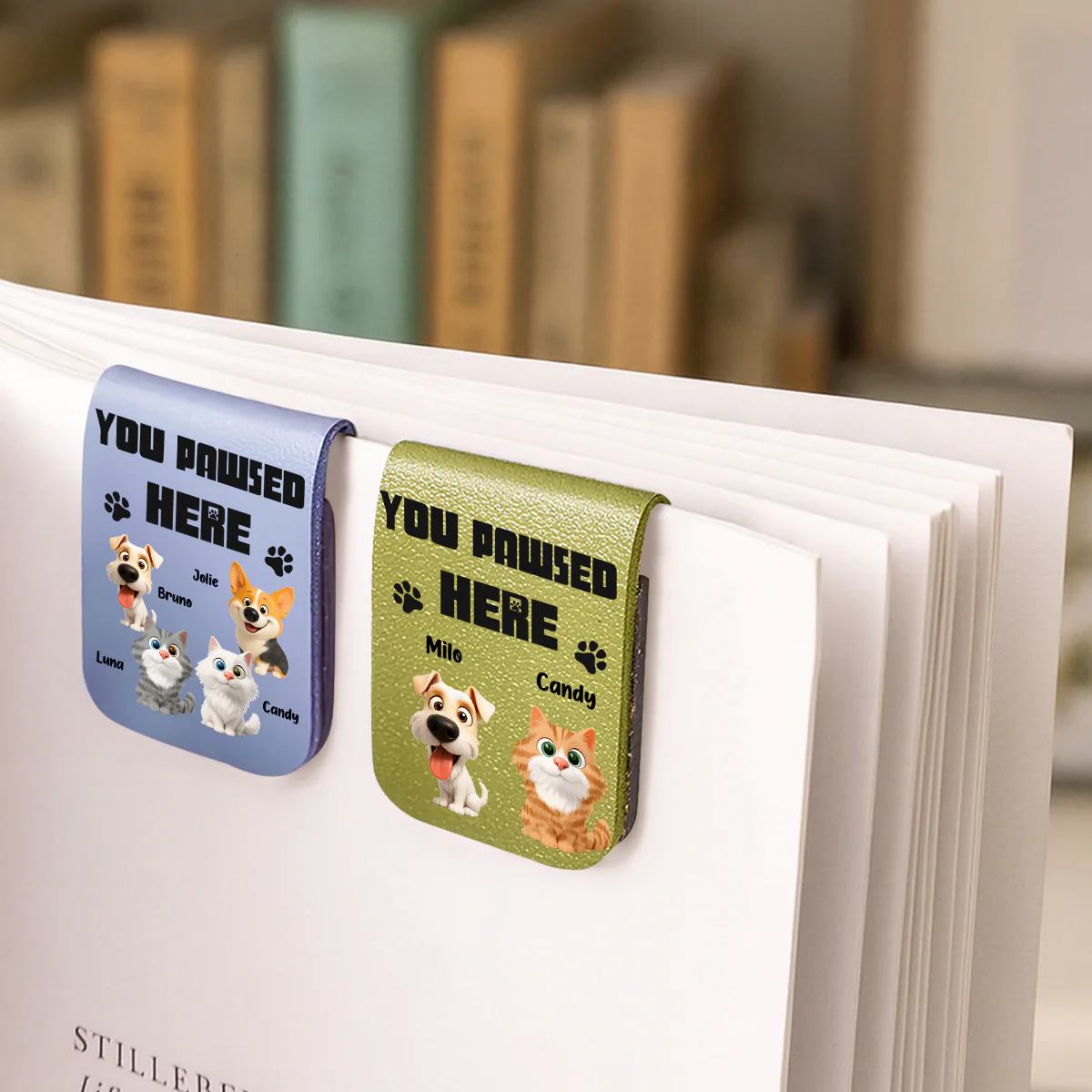 You Pawsed Here With Us - Personalized Custom Leather Bookmark - Image 3