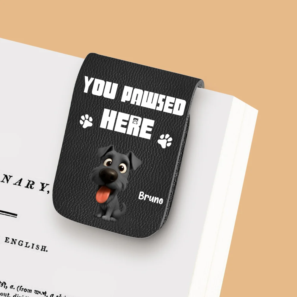 You Pawsed Here With Us - Personalized Custom Leather Bookmark - Image 6