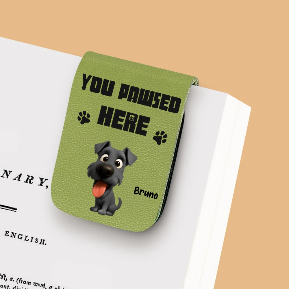 You Pawsed Here With Us - Personalized Custom Leather Bookmark - Image 8
