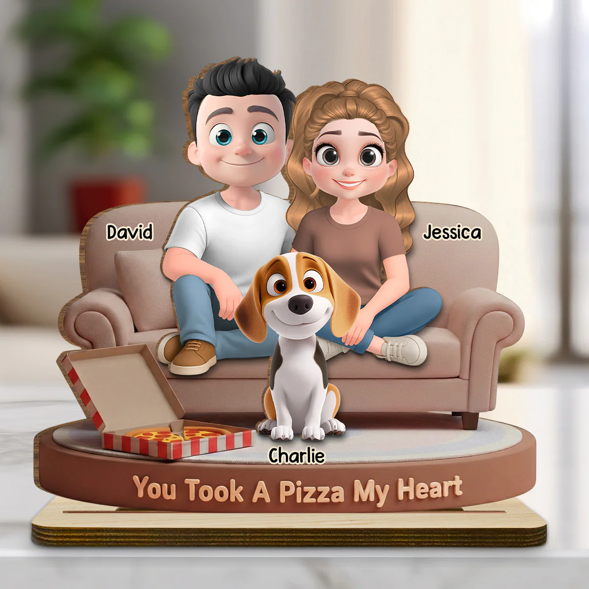 You Took A Pizza My Heart - Personalized Custom 2-Layer Wood Plaque With Flat Base